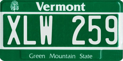 VT license plate XLW259