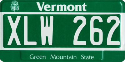VT license plate XLW262