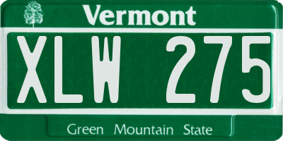 VT license plate XLW275