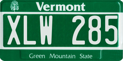 VT license plate XLW285