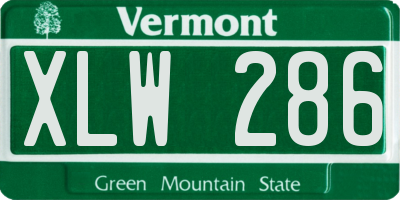 VT license plate XLW286
