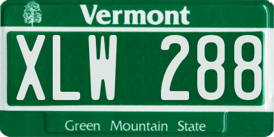 VT license plate XLW288