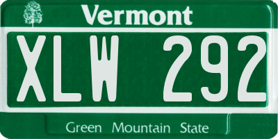 VT license plate XLW292