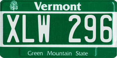 VT license plate XLW296