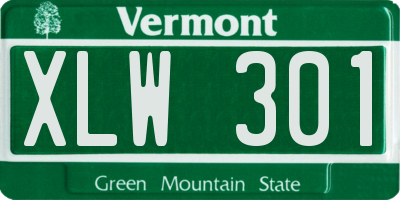 VT license plate XLW301
