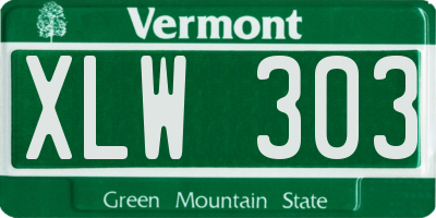 VT license plate XLW303