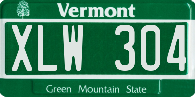 VT license plate XLW304