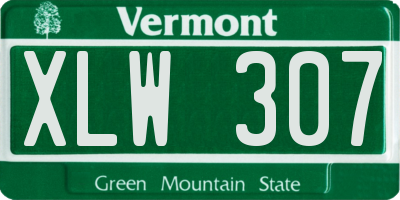 VT license plate XLW307