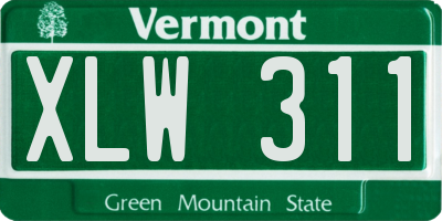 VT license plate XLW311
