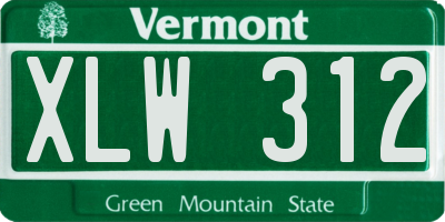 VT license plate XLW312