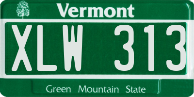 VT license plate XLW313