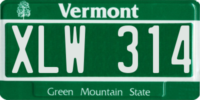 VT license plate XLW314