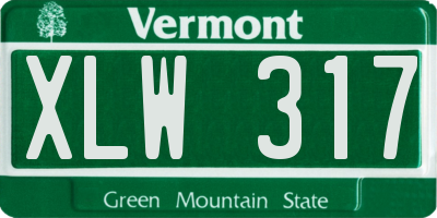 VT license plate XLW317