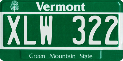 VT license plate XLW322