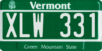 VT license plate XLW331
