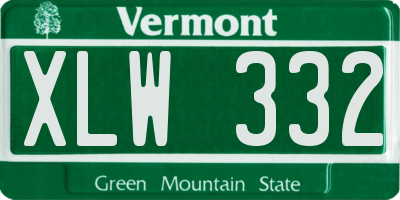 VT license plate XLW332
