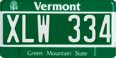 VT license plate XLW334