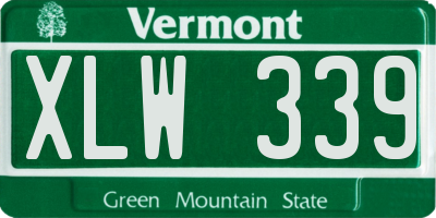 VT license plate XLW339