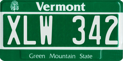VT license plate XLW342