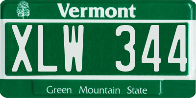 VT license plate XLW344