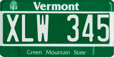 VT license plate XLW345