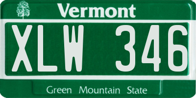 VT license plate XLW346