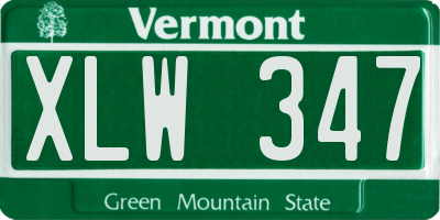 VT license plate XLW347