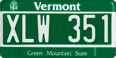 VT license plate XLW351