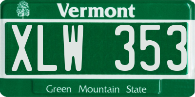 VT license plate XLW353