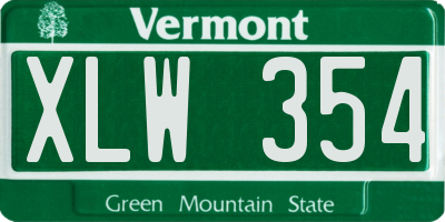 VT license plate XLW354