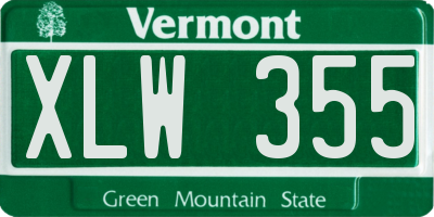 VT license plate XLW355