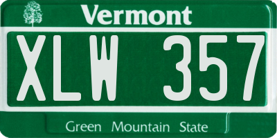 VT license plate XLW357