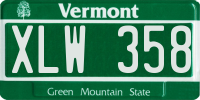VT license plate XLW358