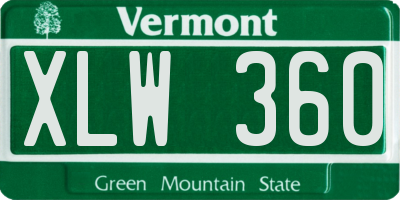VT license plate XLW360