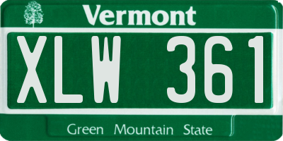 VT license plate XLW361