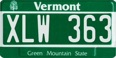 VT license plate XLW363