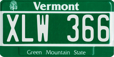 VT license plate XLW366