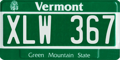 VT license plate XLW367