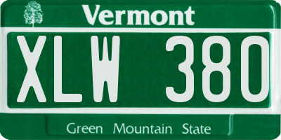 VT license plate XLW380