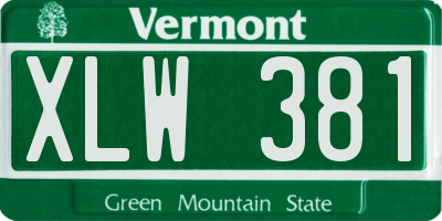 VT license plate XLW381