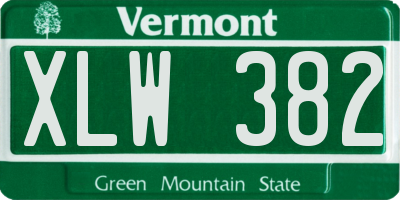 VT license plate XLW382