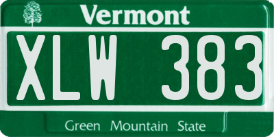 VT license plate XLW383