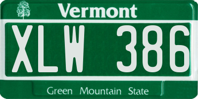 VT license plate XLW386