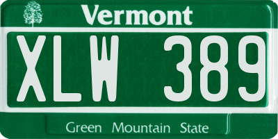 VT license plate XLW389