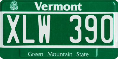VT license plate XLW390