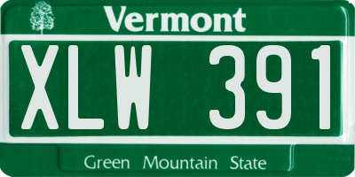 VT license plate XLW391