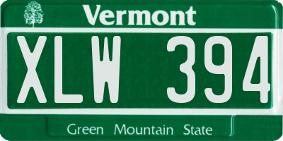 VT license plate XLW394
