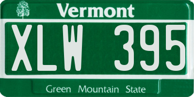 VT license plate XLW395