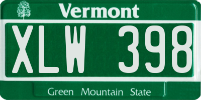 VT license plate XLW398