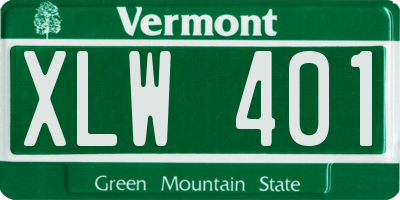 VT license plate XLW401